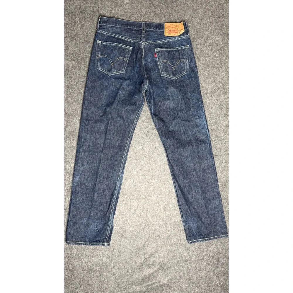 Levis‎ 501 Original Straight Leg Dark Wash Indigo Denim Button Fly Jeans 36x34